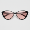 FL41 Rose Tinted Lens Glasses - Glossy Black Cat-eye TR90 Frame