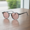 FL41 Rose Tinted Lens Glasses - Grey Geometric TR90 Frame