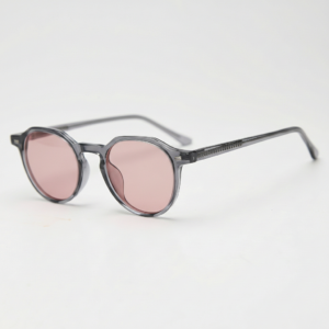 FL41 różowy Tinted Lens Glasses - Szare geometryczne oprawka TR90