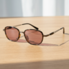 FL41 Rose Tinted Lens Glasses - Tortoise Oval TR90 Frame