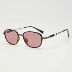 FL41 Rose Tinted Lens Glasses - Tortoise Oval TR90 Frame