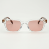 FL41 Rose Tinted Lens Glasses - Clear Square Acetate Frame