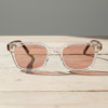 FL41 Rose Tinted Lens Glasses - Clear Square Acetate Frame