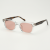 FL41 Rose Tinted Lens Glasses - Clear Square Acetate Frame