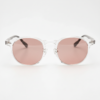 FL41 Rose Tinted Lens Glasses - Clear Round TR90 Frame
