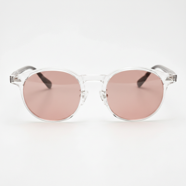 FL41 Rose Tinted Lens Glasses - Clear Round TR90 Frame