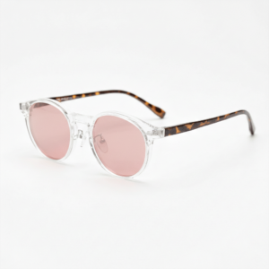 FL41 różowy Tinted Lens Glasses - Przezroczyste okrągłe oprawka TR90