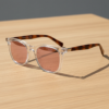 FL41 Rose Tinted Lens Glasses - Clear Rectangle TR90 Frame