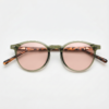 FL41 Rose Tinted Lens Glasses - Green Round TR90 Frame