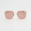 FL41 Rose Tinted Lens Glasses - Gold Square Metal Frame