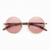 FL41 Rose Tinted Lens Glasses - Gold Round Metal Frame