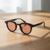 FL41 Rose Tinted Lens Glasses - Black Oval TR90 Frame