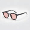 FL41 Rose Tinted Lens Glasses - Black Oval TR90 Frame