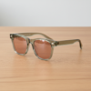FL41 Rose Tinted Lens Glasses - Green Rectangle TR90 Frame