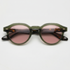 FL41 Rose Tinted Lens Glasses - Olive Green Round TR90 Frame