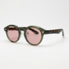 FL41 Rose Tinted Lens Glasses - Olive Green Round TR90 Frame