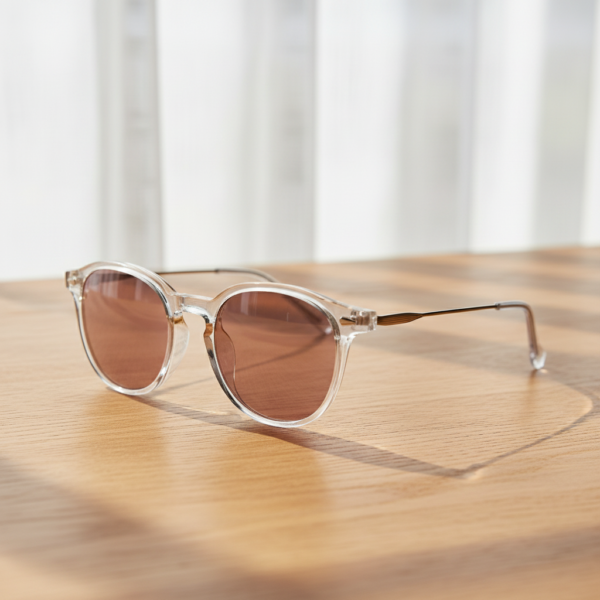 FL41 Rose Tinted Lens Glasses - Clear Round TR90 Frame - Roomier Fit