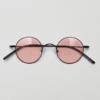 FL41 Rose Tinted Lens Glasses - Matte Black Round Titanium Frame