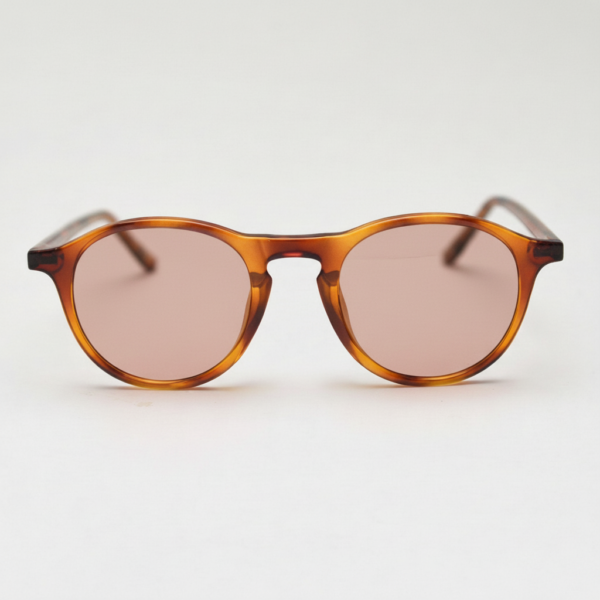 FL41 Rose Tinted Lens Glasses - Tortoise Round TR90 Frame