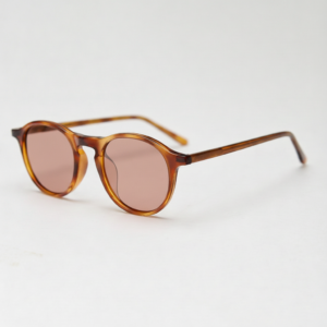 FL41 Rose Tinted Lens Glasses - Tortoise Round TR90 Frame