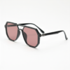 FL41 Rose Tinted Lens Glasses - Glossy Black Geometric TR90 Frame