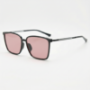 FL41 Rose Tinted Lens Glasses - Glossy Black Square TR90 Frame