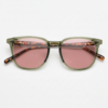 FL41 Rose Tinted Lens Glasses - Olive Green Square TR90 Frame