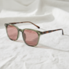 FL41 Rose Tinted Lens Glasses - Olive Green Square TR90 Frame