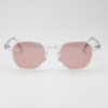 FL41 Rose Tinted Lens Glasses - Clear Geometric TR90 Frame