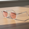 FL41 Rose Tinted Lens Glasses - Clear Geometric TR90 Frame