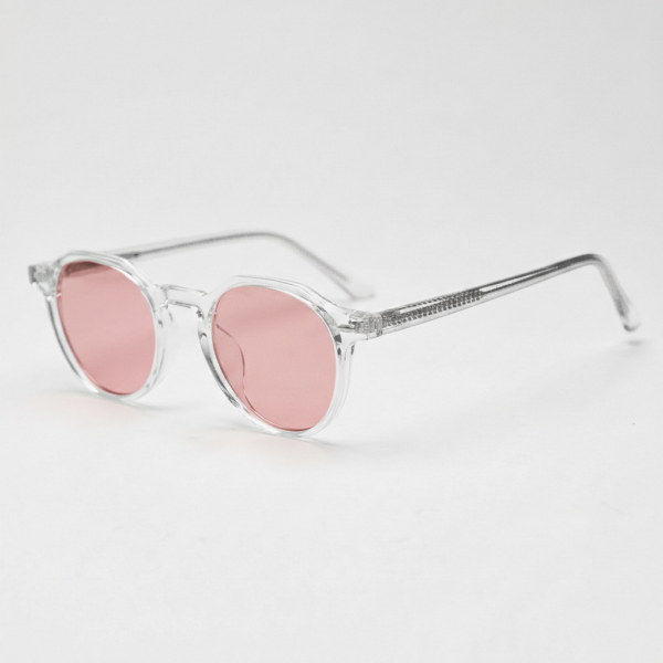 FL41 Rose Tinted Lens Glasses - Clear Geometric TR90 Frame