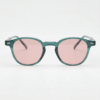 FL41 Rose Tinted Lens Glasses - Green Round TR90 Frame - Wider Bridge