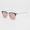 FL41 Rose Tinted Lens Glasses - Silver Browline TR90 Frame