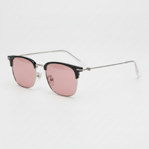 FL41 Rose Tinted Lens Glasses - Silver Browline TR90 Frame