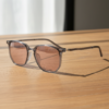 FL41 Rose Tinted Lens Glasses - Transparent Gray Geometric TR90 Frame